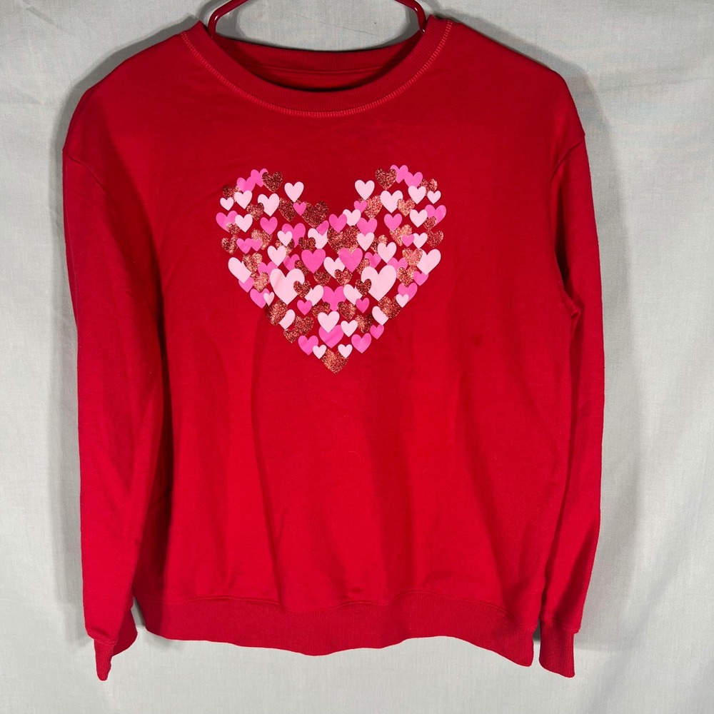 Way to Celebrate Sweatshirt Heart Graphic Red Girls XL 14-16
